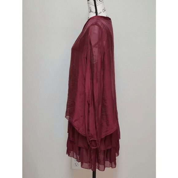 MARCELLA’S Long Sleeve Red Tiered Boho Dress Made in Italy SIZE M NWT - Picture 5 of 10